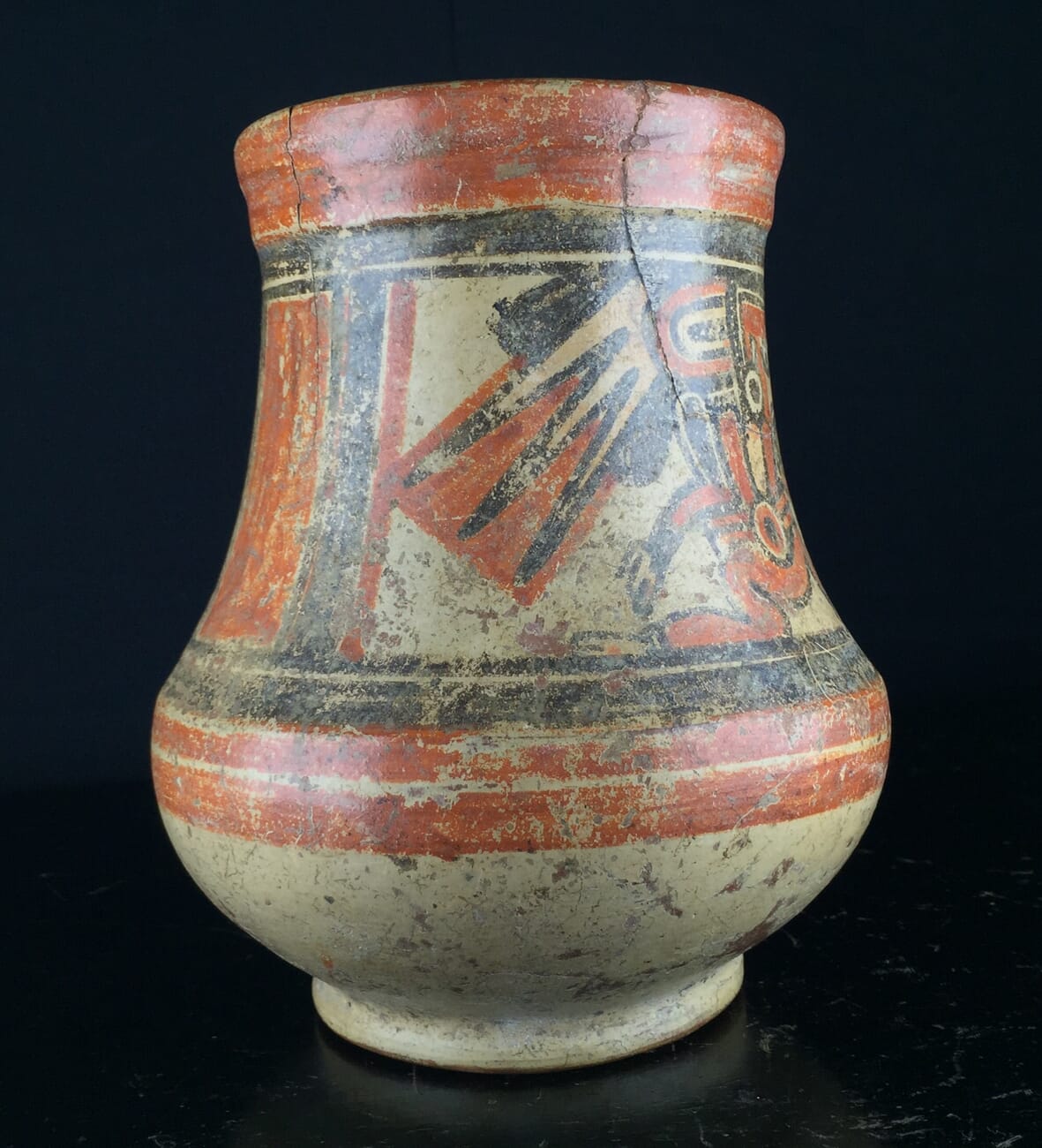 Mayan pottery vessel, seated dignitaries, Late Classic 600-900AD-9810