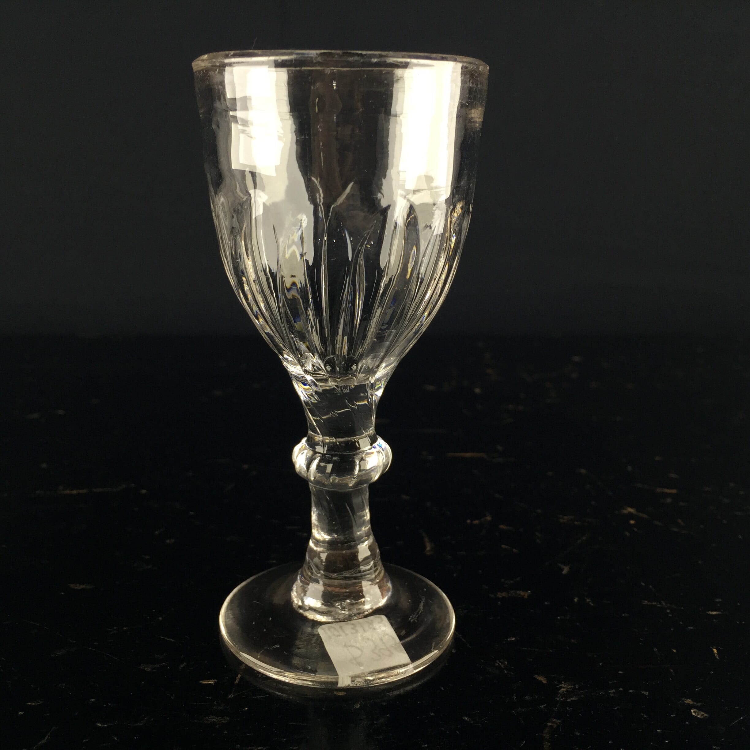 Georgian wine glass, gadrooned bowl, C. 1750 -0