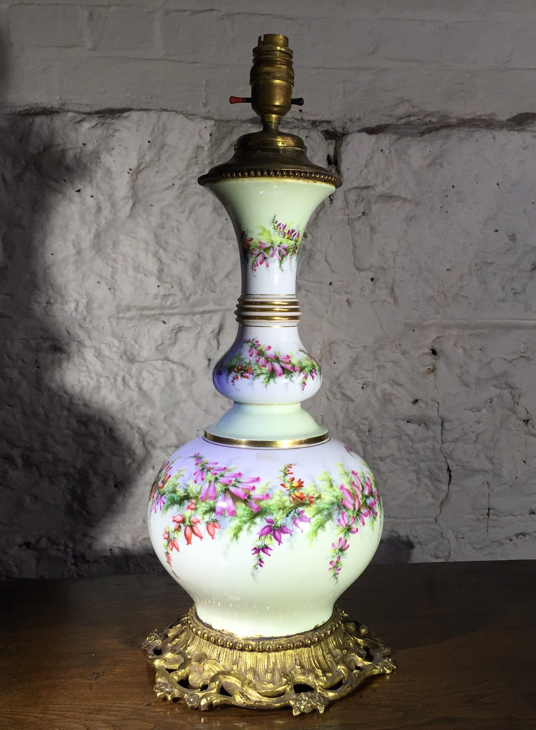 LARGE Victorian porcelain vase with early light conversion, c.1885-0