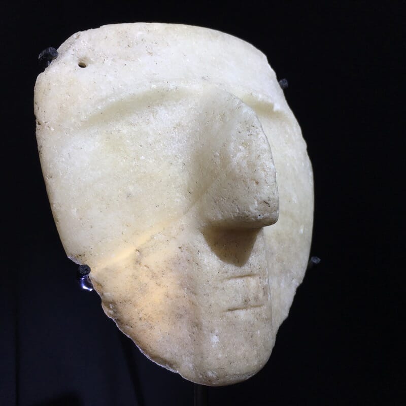 Pre-Columbian alabaster stone mask, Sultepec, Mexico, 300-100 BC-0