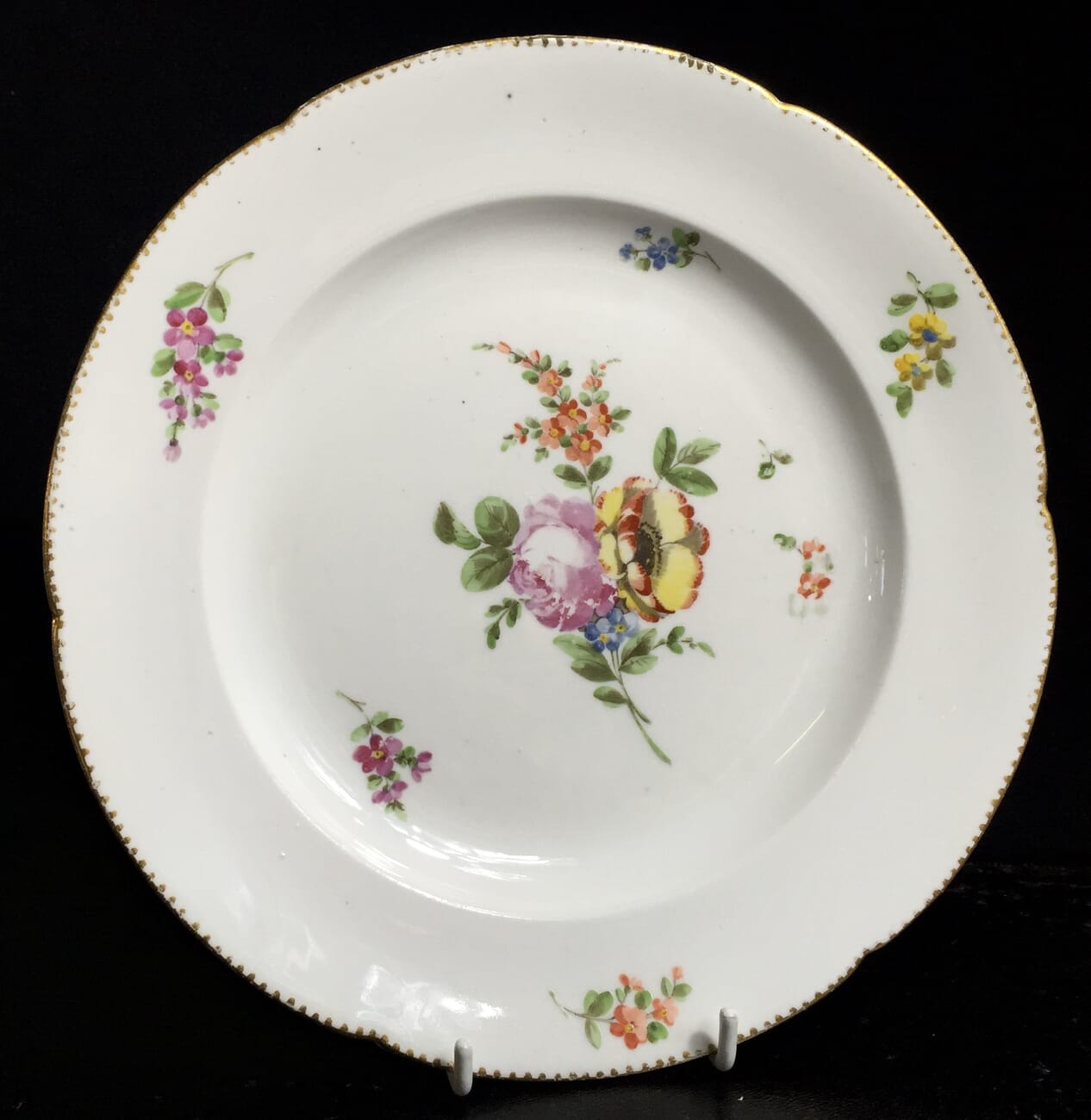 Les Boisettes plate with scatteref flowers, C. 1780 -0