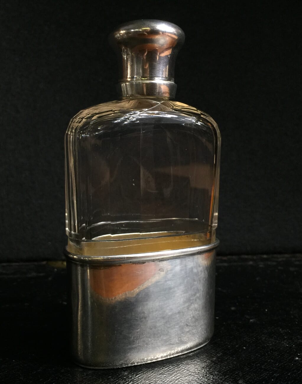 Sterling mounted spirit flask, London 1886-0
