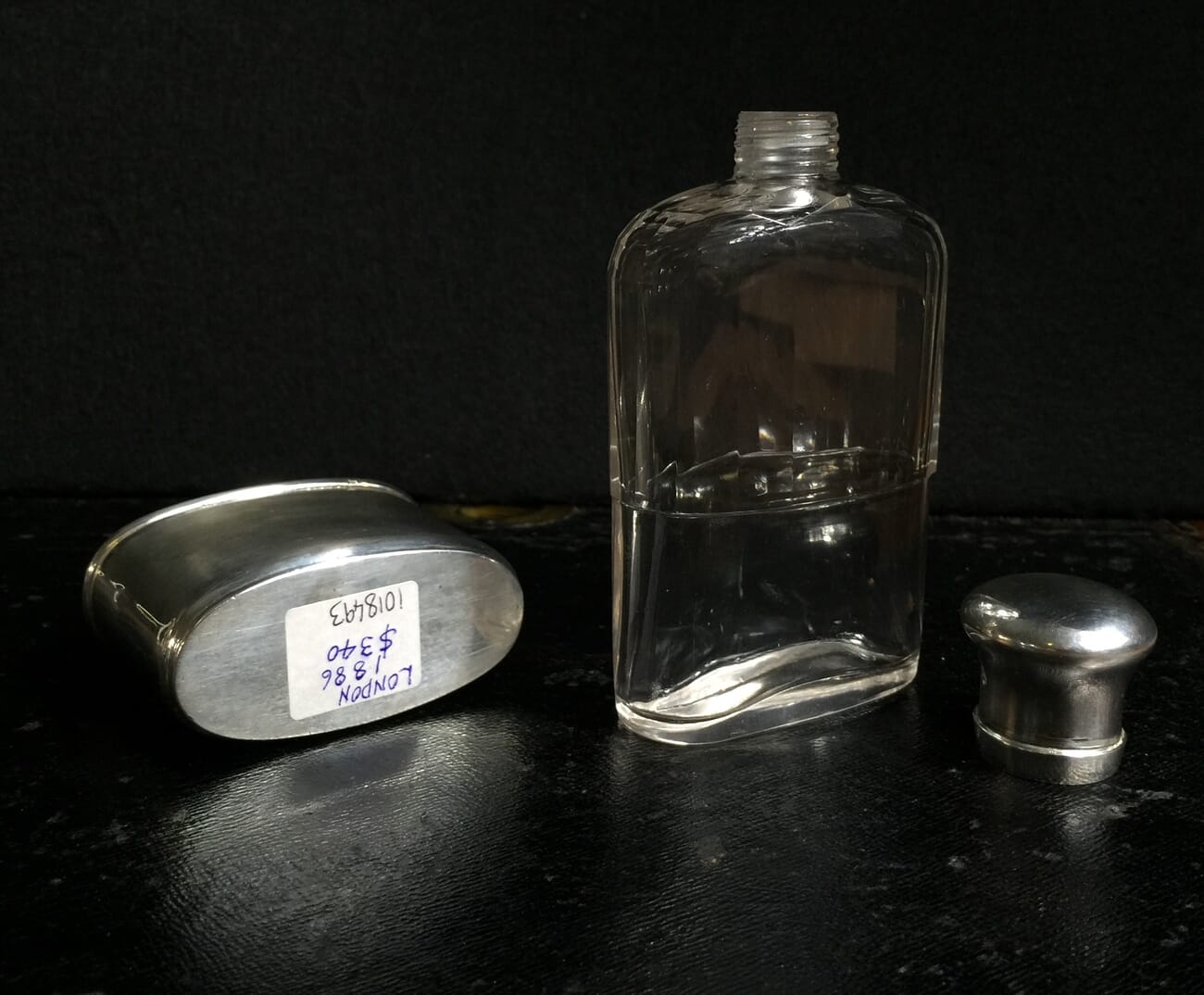 Sterling mounted spirit flask, London 1886-10472