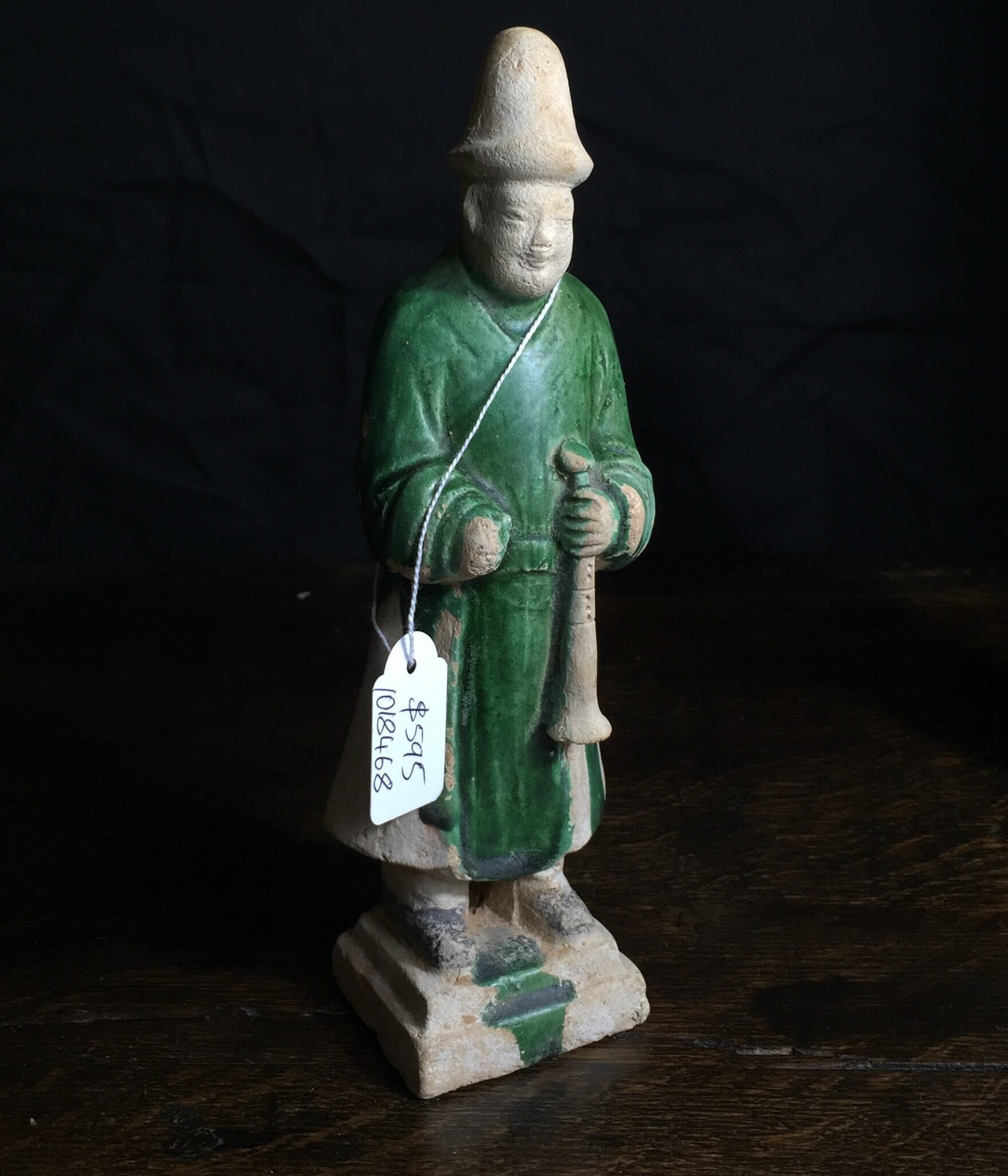 Ming glazed pottery man, musician, 16th-17th century-0