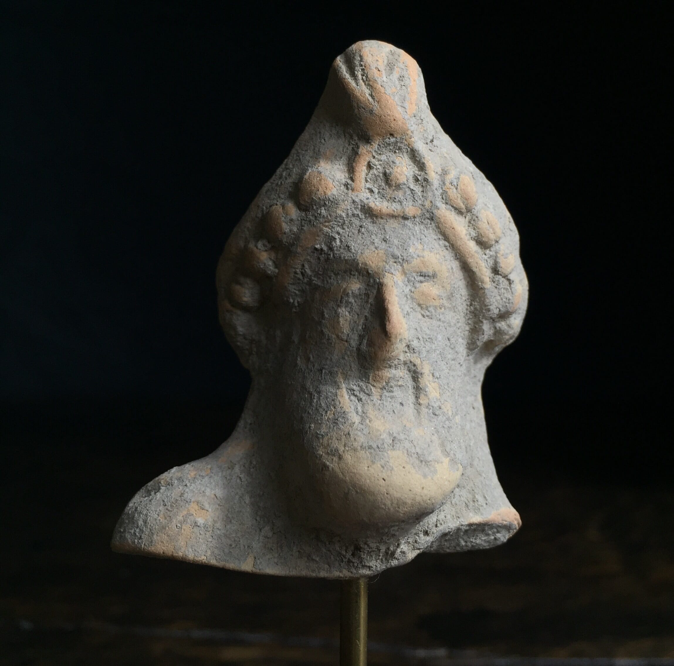 Pottery head of a bearded deity, 4th-2nd century AD-0