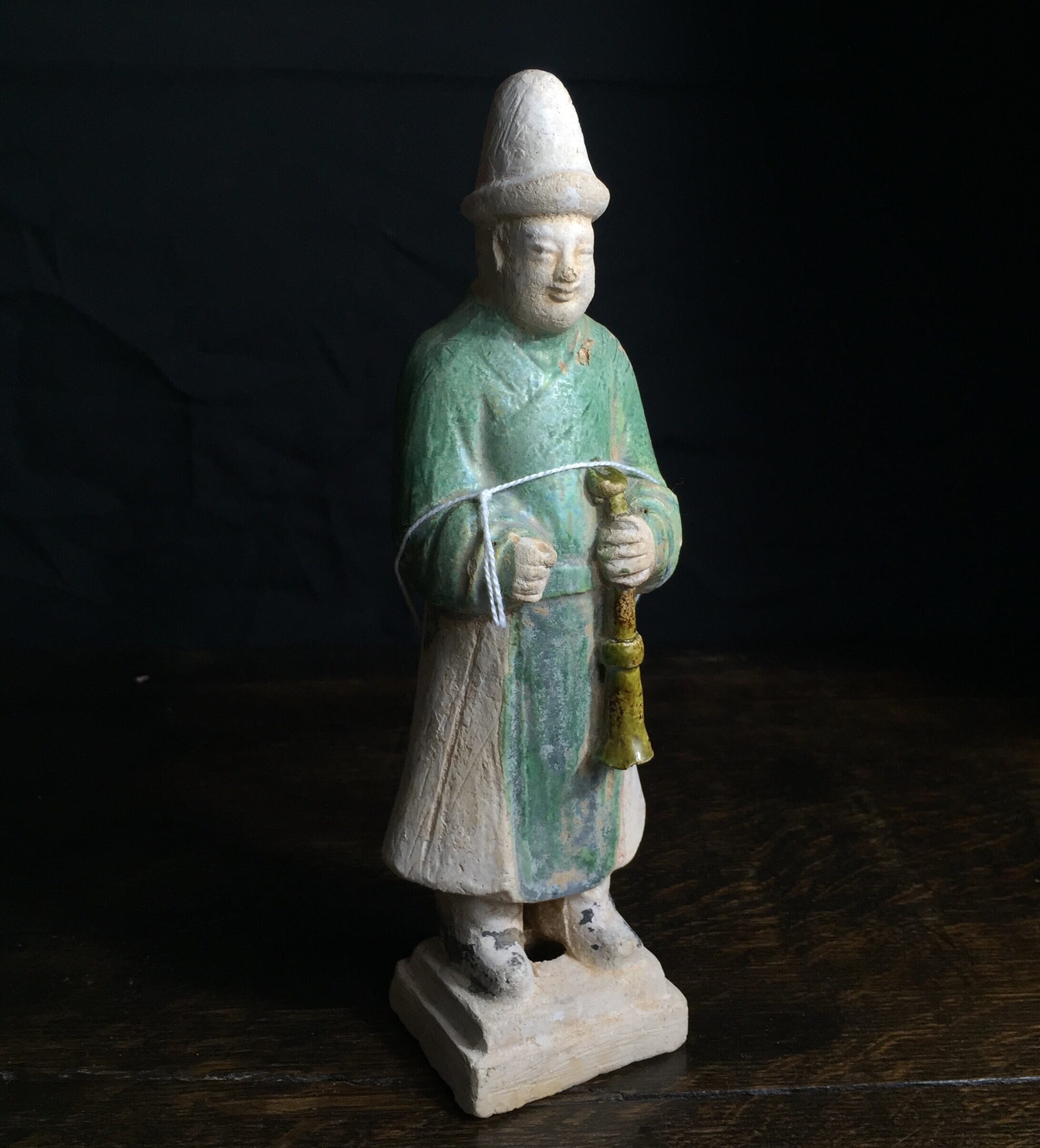 Ming glazed pottery man, musician, 16th-17th century-0