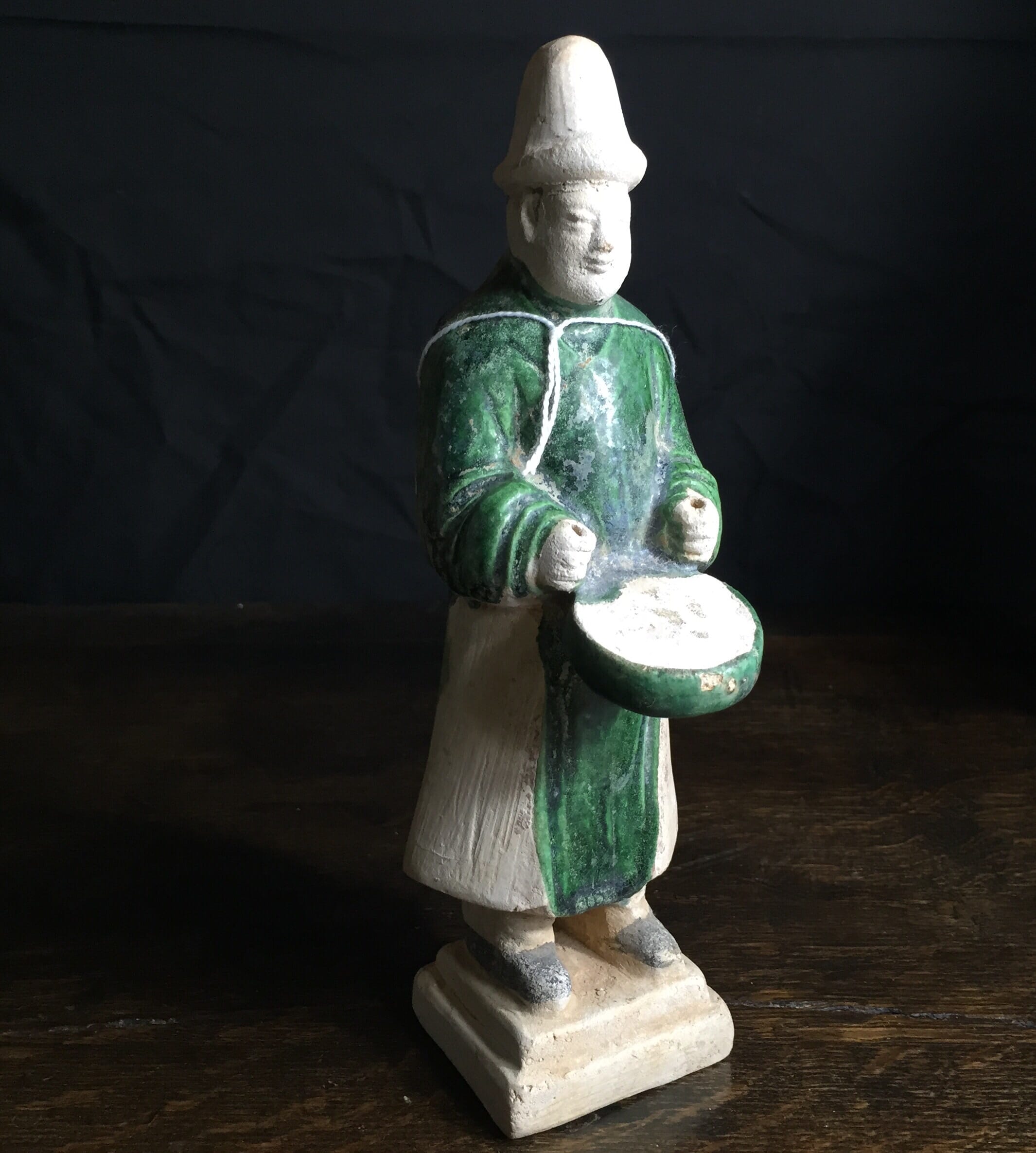 Ming glazed pottery man, musician, 16th-17th century-0