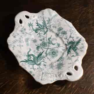 Adams porcelain cake plate with cockatrice pattern, c.1850-0