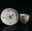 Meissen cup & saucer, flower sprays & twig handle, c. 1760-0