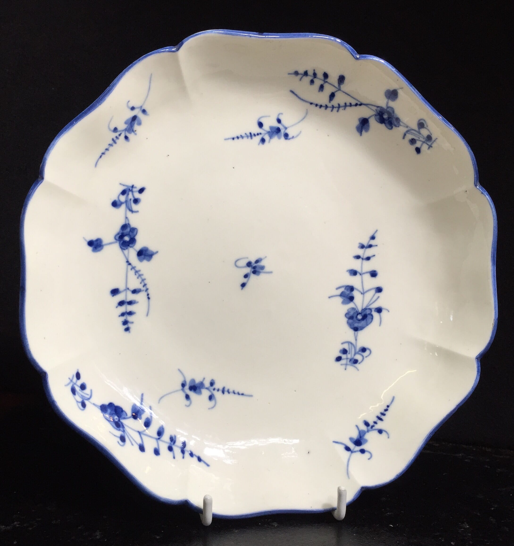 Chantilly plate with blue sprig decoration, C. 1770-0