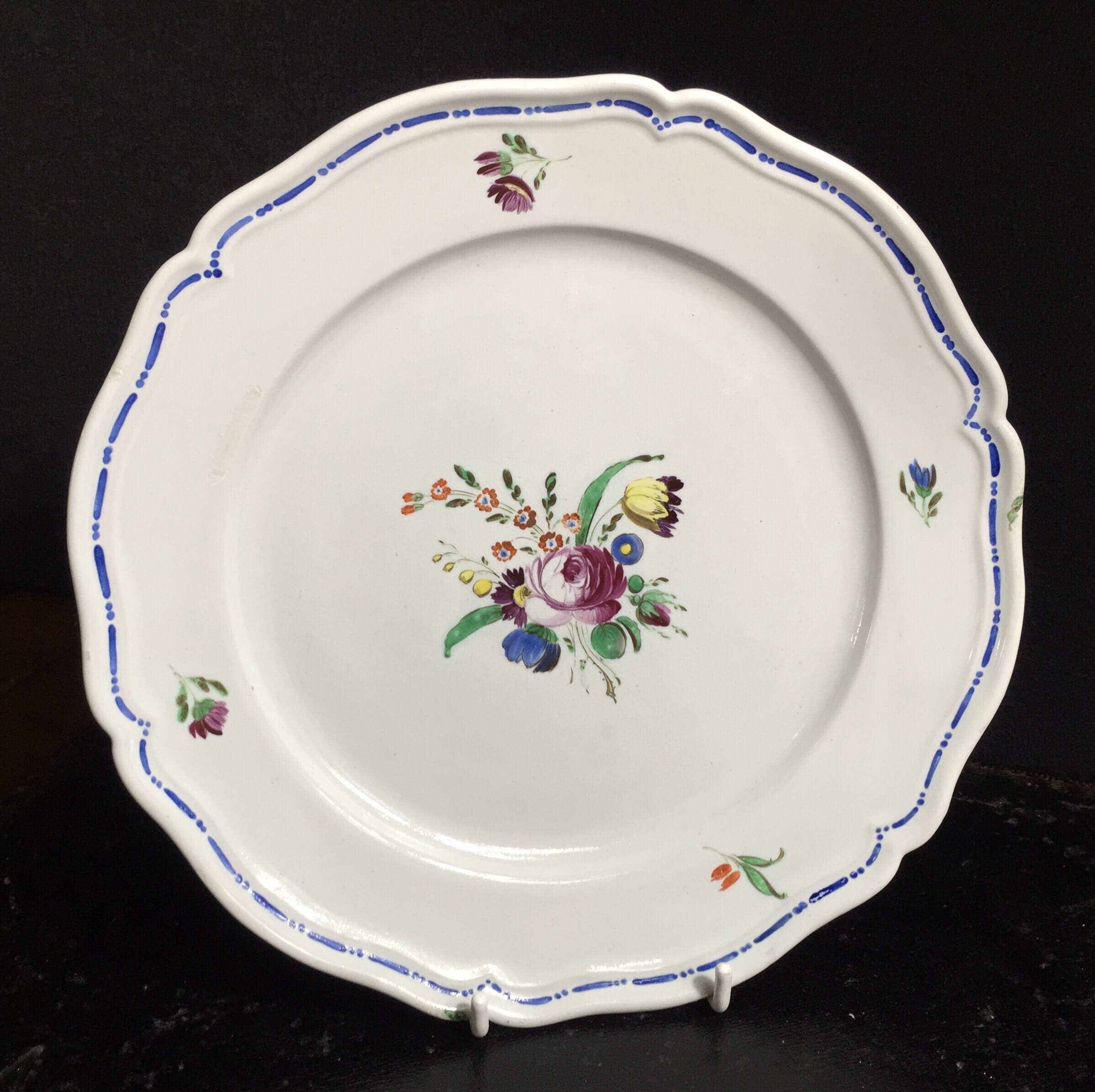 Doccia porcelain tinglaze plate, flowers, c.1780-0
