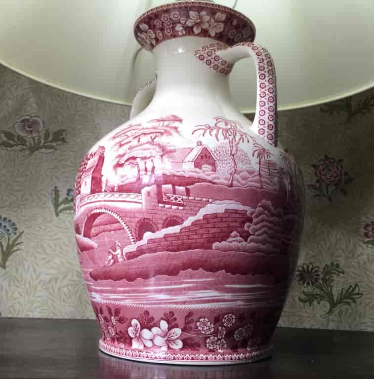 Spode lamp base in 'Pink Tower'' pattern, 20th century-11246