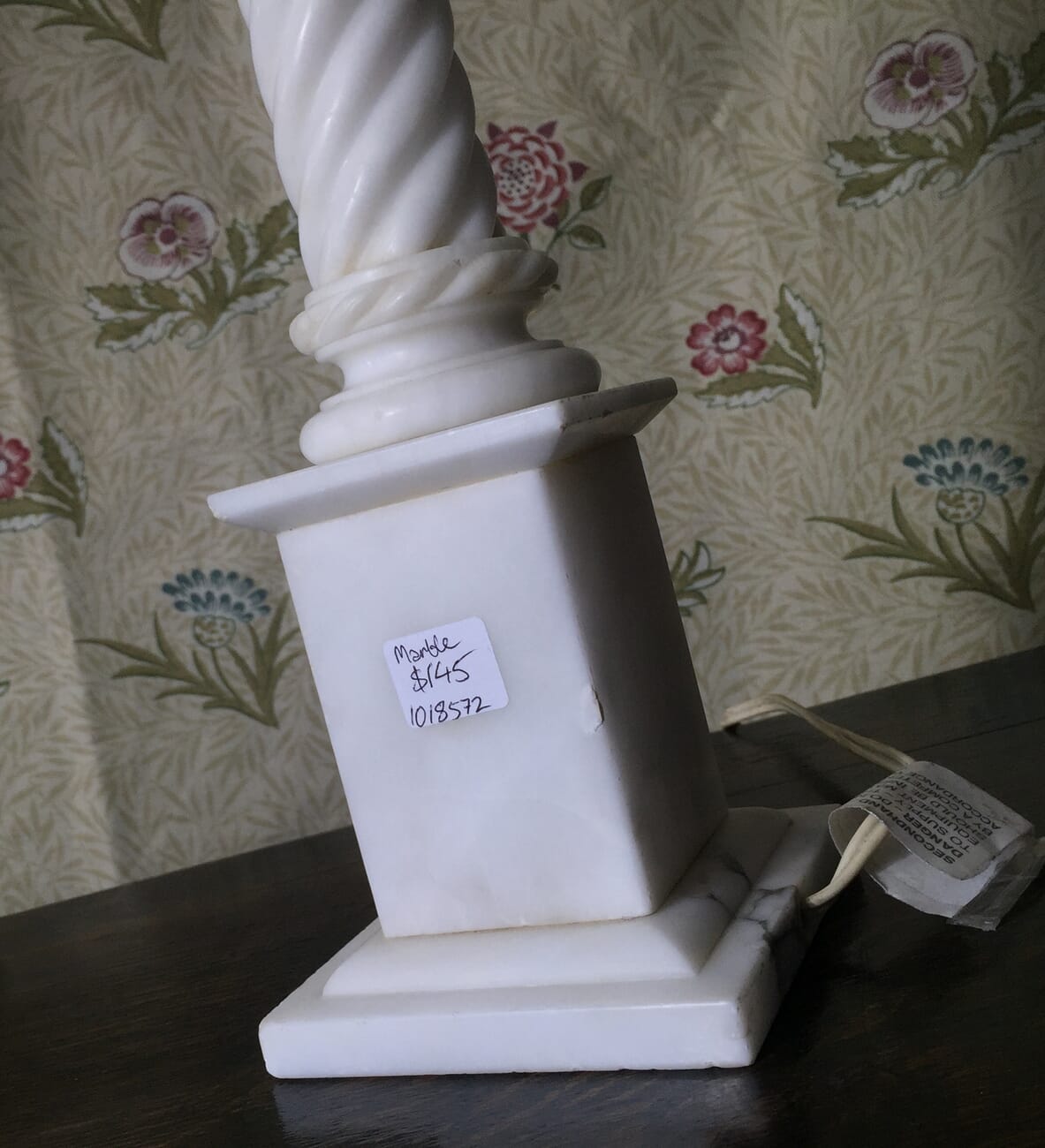 Marble lamp base, classical column, 20th century-11291