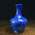 English art pottery vase, Ruskin style blue crystalline glaze, c. 1900-0