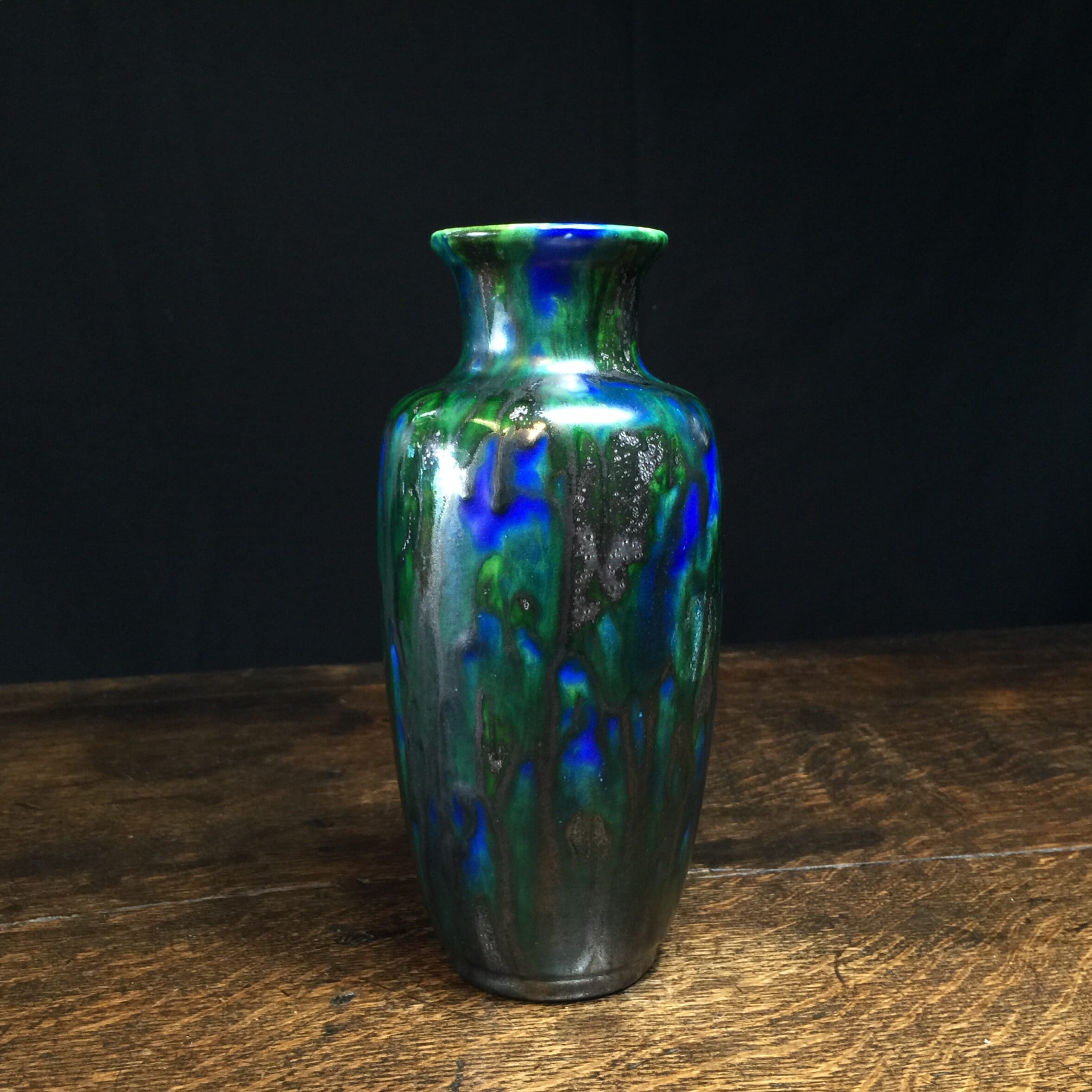 Minton Hollins & Co vase, blue & green glaze, c.1925-0