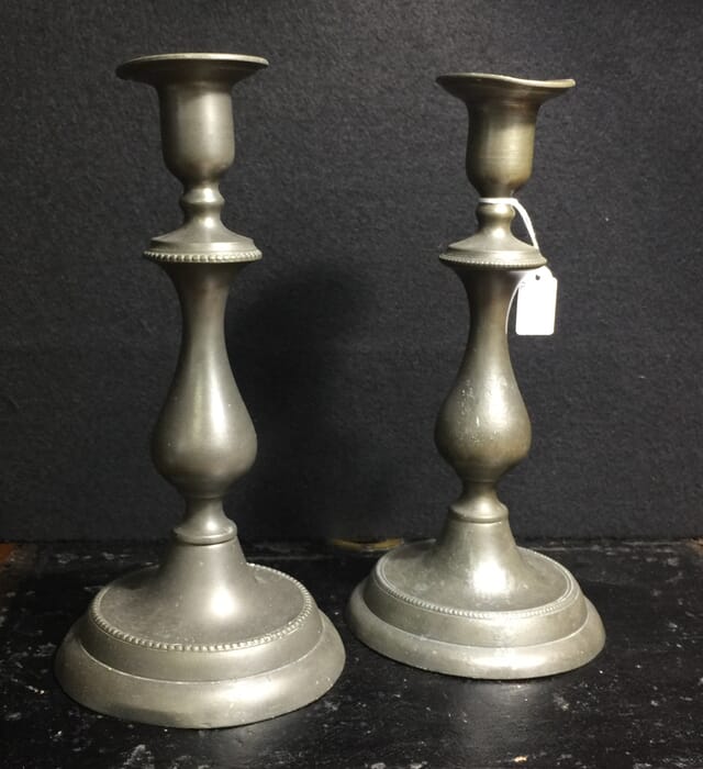 Pair of pewter candlesticks c.1830 Moorabool Antique Galleries