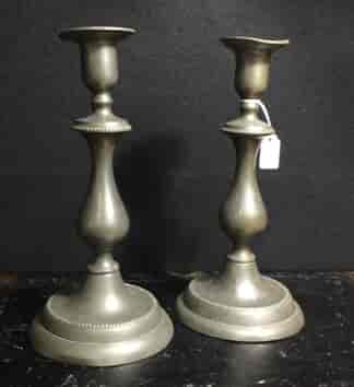 Pair of pewter candlesticks, c.1830-0