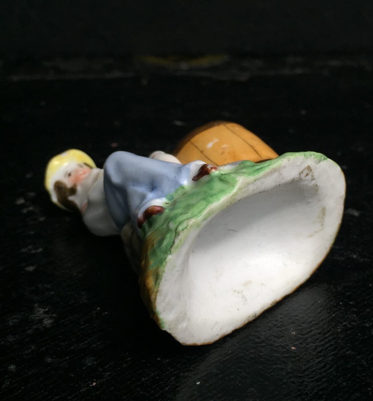 German porcelain match holder, man with barrel & axe, Circa 1880-11508
