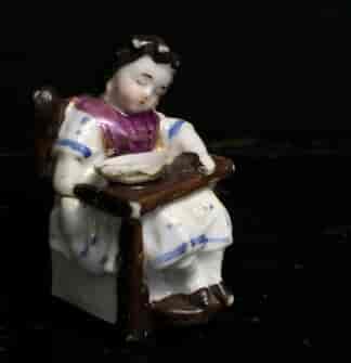 German porcelain box, child asleep in highchair, c.1880-0
