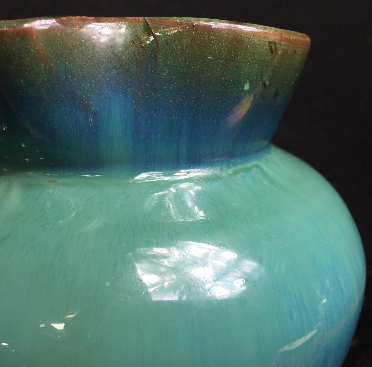 Dicker Pottery jug, turquoise glaze, c.1935-11552