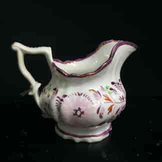 Victorian porcelain milk jug, lustre flowers, c. 1845-0