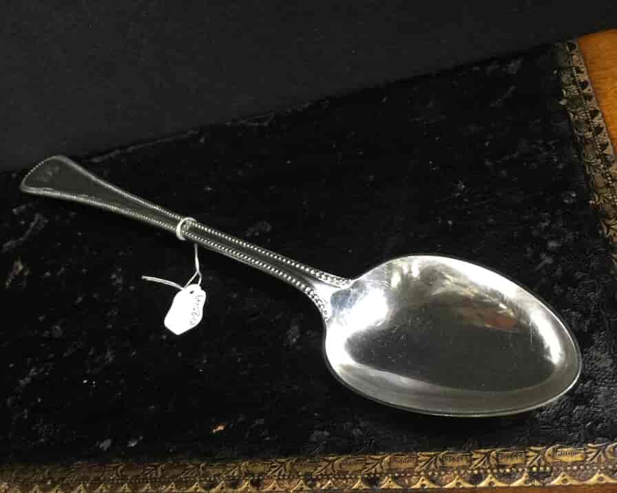 large silver plate serving spoon, initial 'B', circa 1890-10859