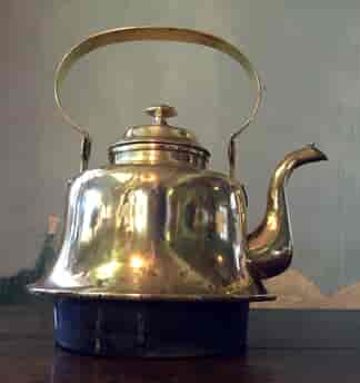 Large brass ships kettle, with copper socket base, 19th century -0