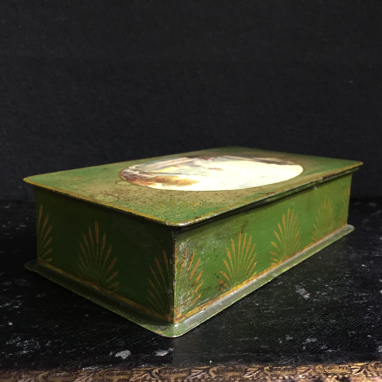 Toleware box with classical scene, circa 1900-10885