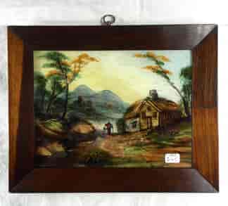 Landscape painting on glass, rosewood frame , c. 1830-0