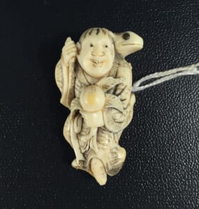 Japanese ivory netski- immortal with toad, Liu Hai with Chan