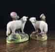 Pair of Staffordshire sheep spill vases, circa 1860-0