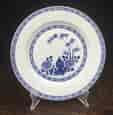 Chinese Export blue & white plate, garden scene, c. 1750-0
