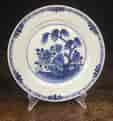 Chinese Export blue & white plate, willow & peony, c. 1750-0