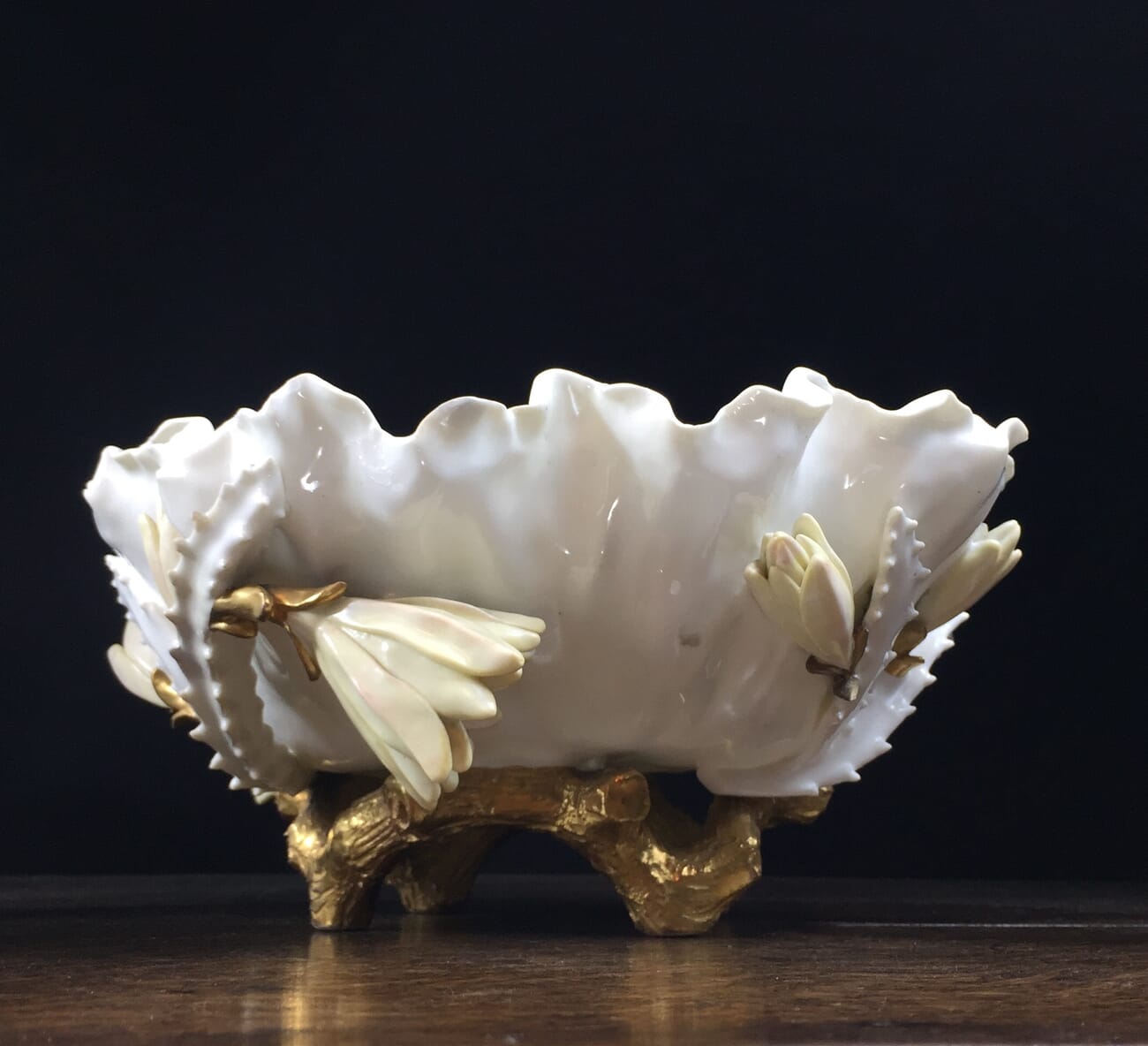 Moore Brothers centrepiece , lotus leaf & cactus, circa 1880-12227