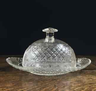 Quality Georgian cut glass butter dish & cover, c.1820-0