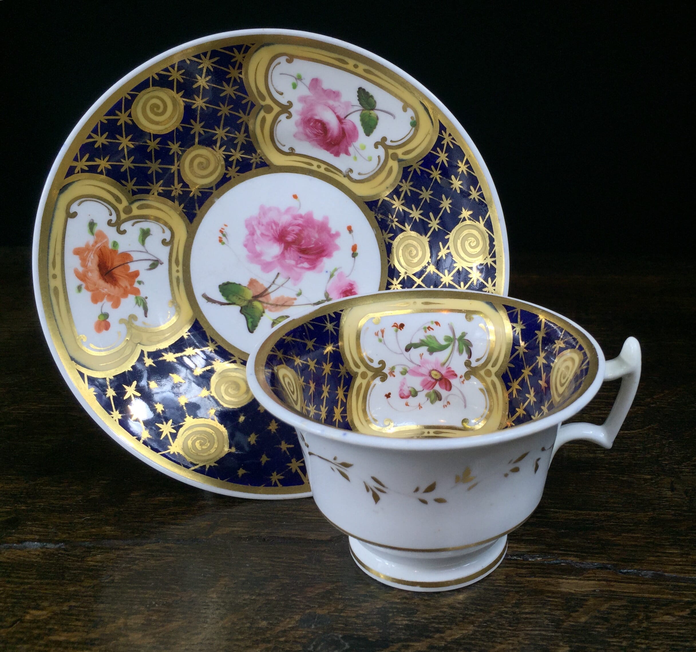 New China Works, Worcester, cup & saucer, C. 1830 -0