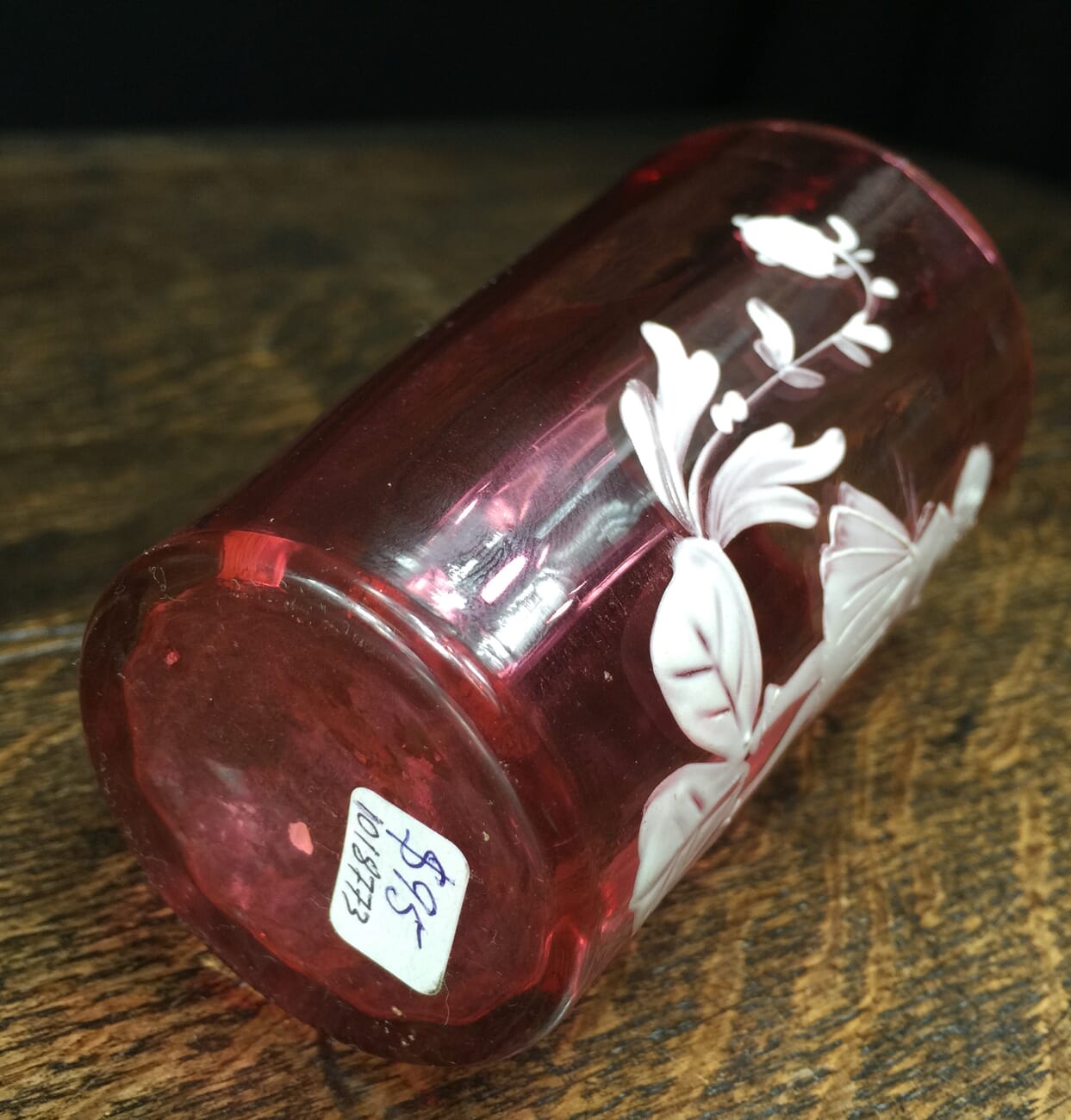 Victorian Mary Gregory Ruby drinking glass, c.1880-12376