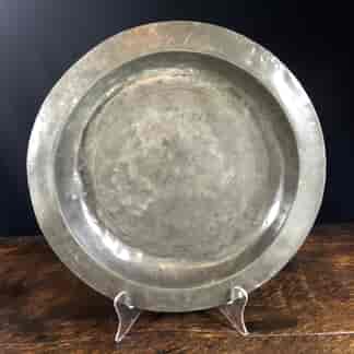 Large Continental pewter charger, 18th century -0
