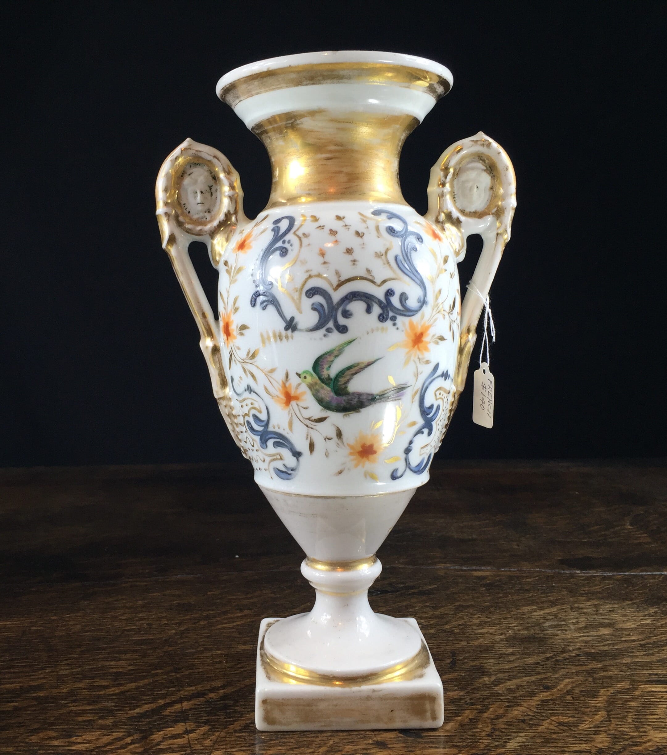 French vase, classical heads & butterflies, c.1830-0
