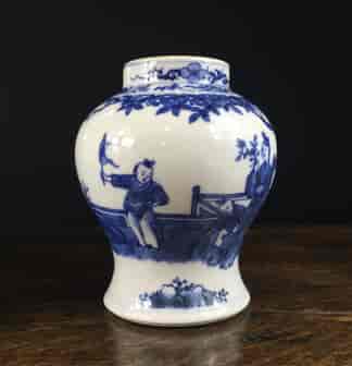 Kanxi Revival Chinese porcelain vase, family scene, 19th century -0