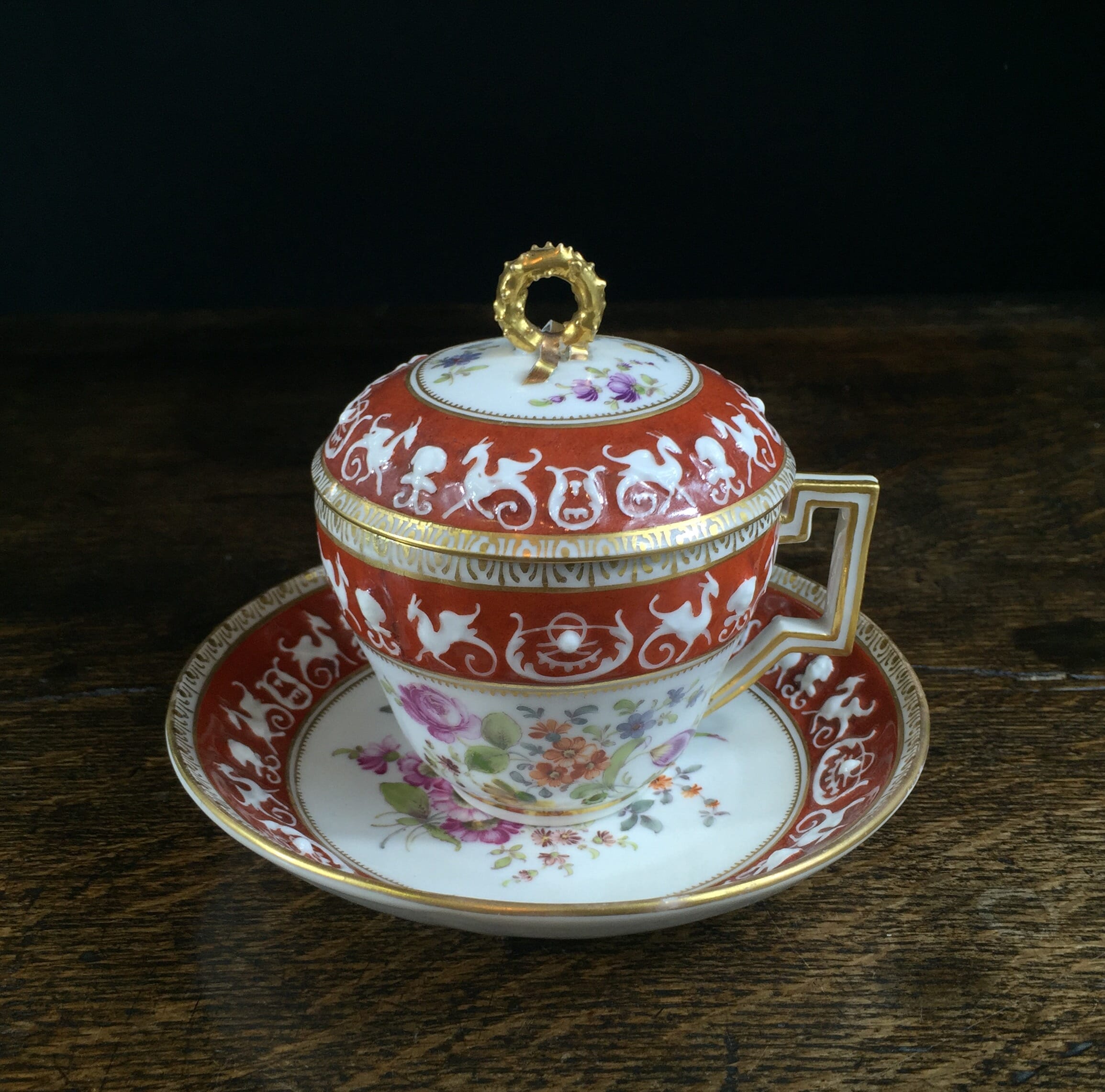 Helena Wolfson, Dresden, cabinet cup & saucer, c.1860-0