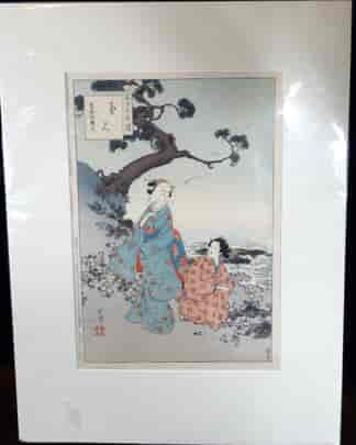 Japanese woodblock print, two ladies by Toschikata, c.1890 -0
