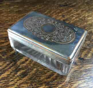 Old Sheffield Plate rectangular dressing table box with pierced lid, circa 1825-0
