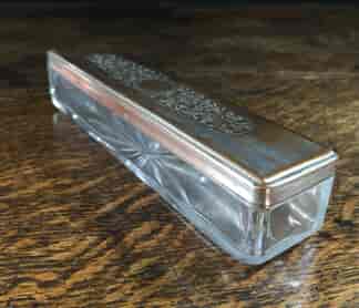 Old Sheffield Plate dressing table box with pierced lid, circa 1825-0