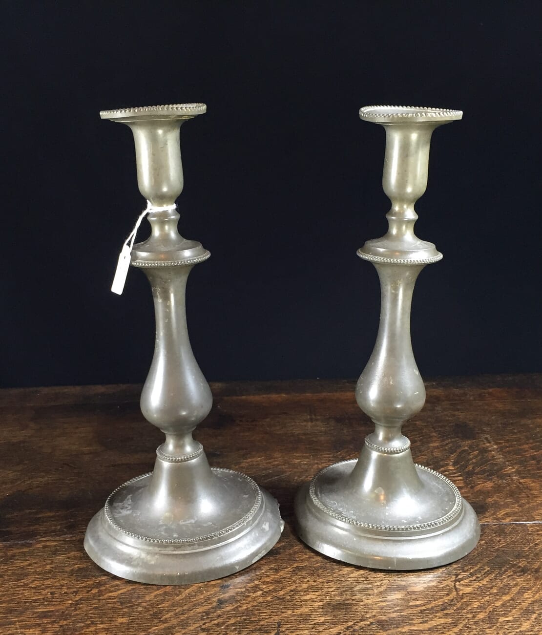 Pair of pewter candlesticks, circa 1830-12030