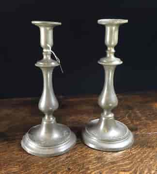 Pair of pewter candlesticks, circa 1830-0