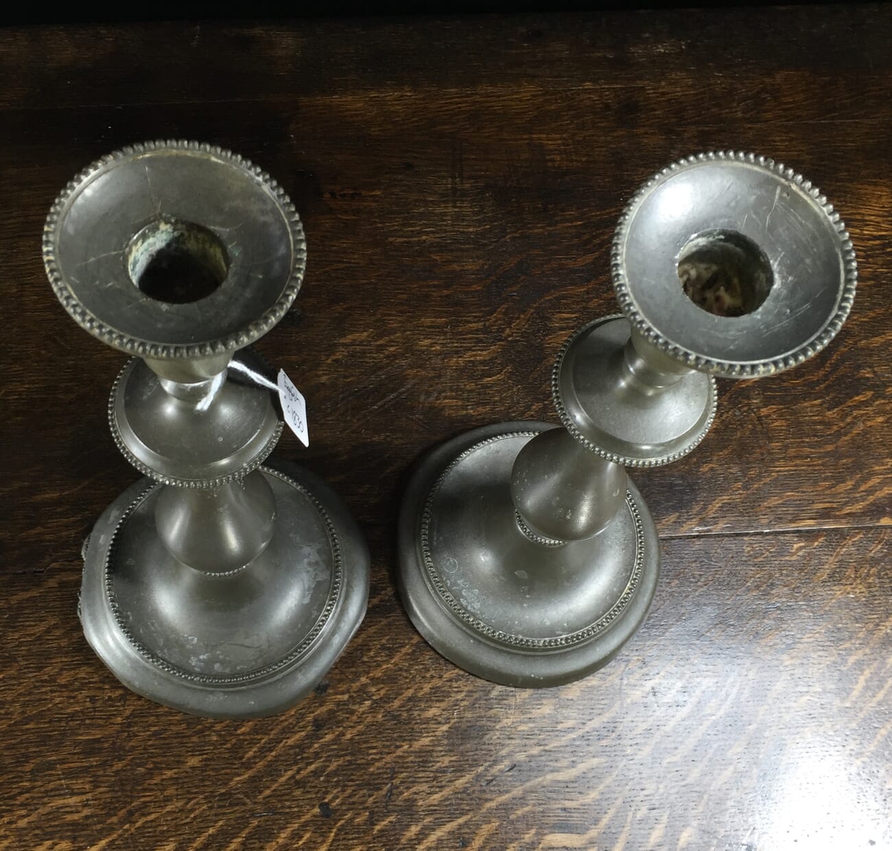 Pair of pewter candlesticks, circa 1830-12033
