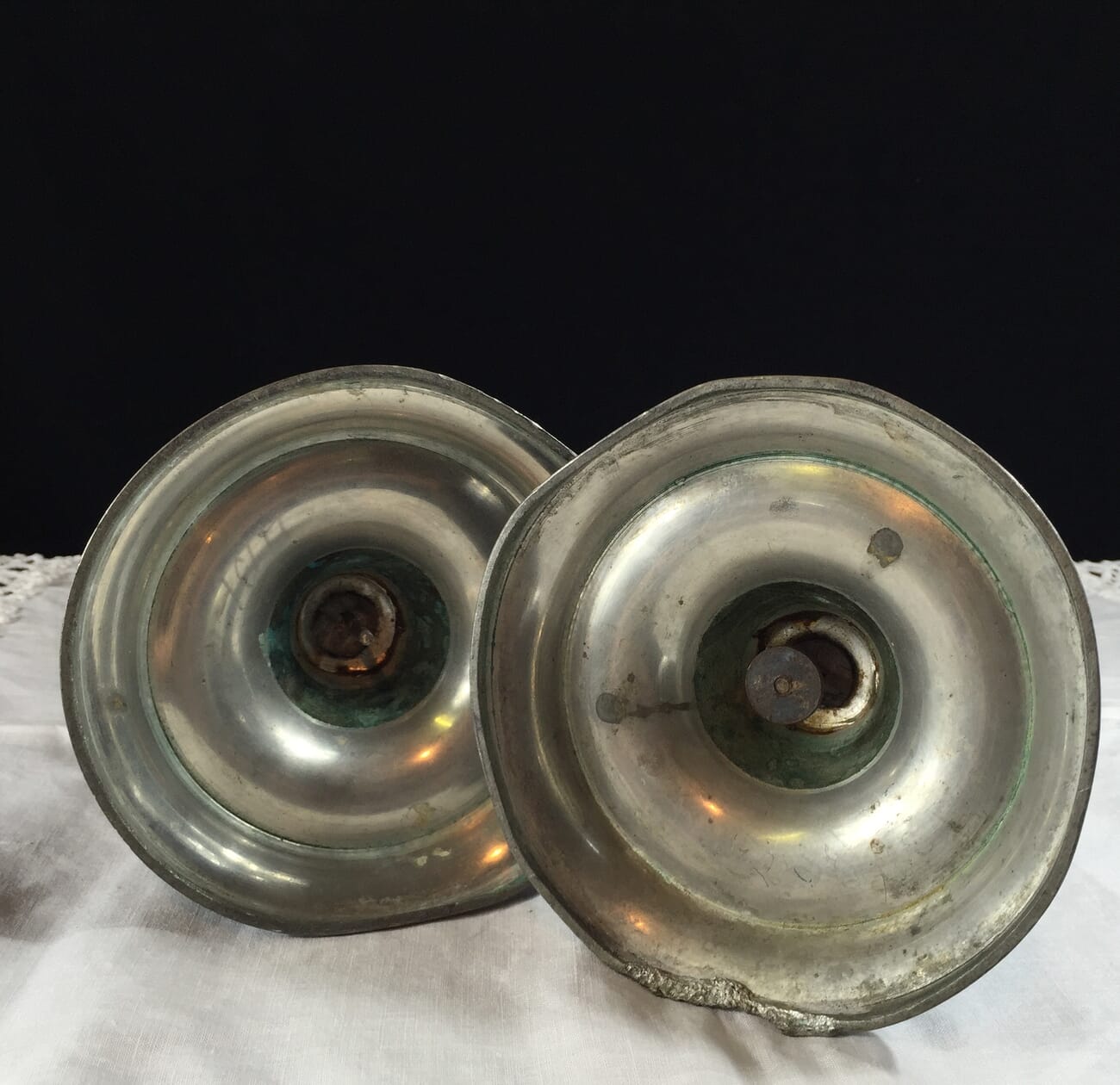 Pair of pewter candlesticks, circa 1830-12036