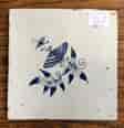 Dutch Delft tile with a butterfly & flower, c.1700-0