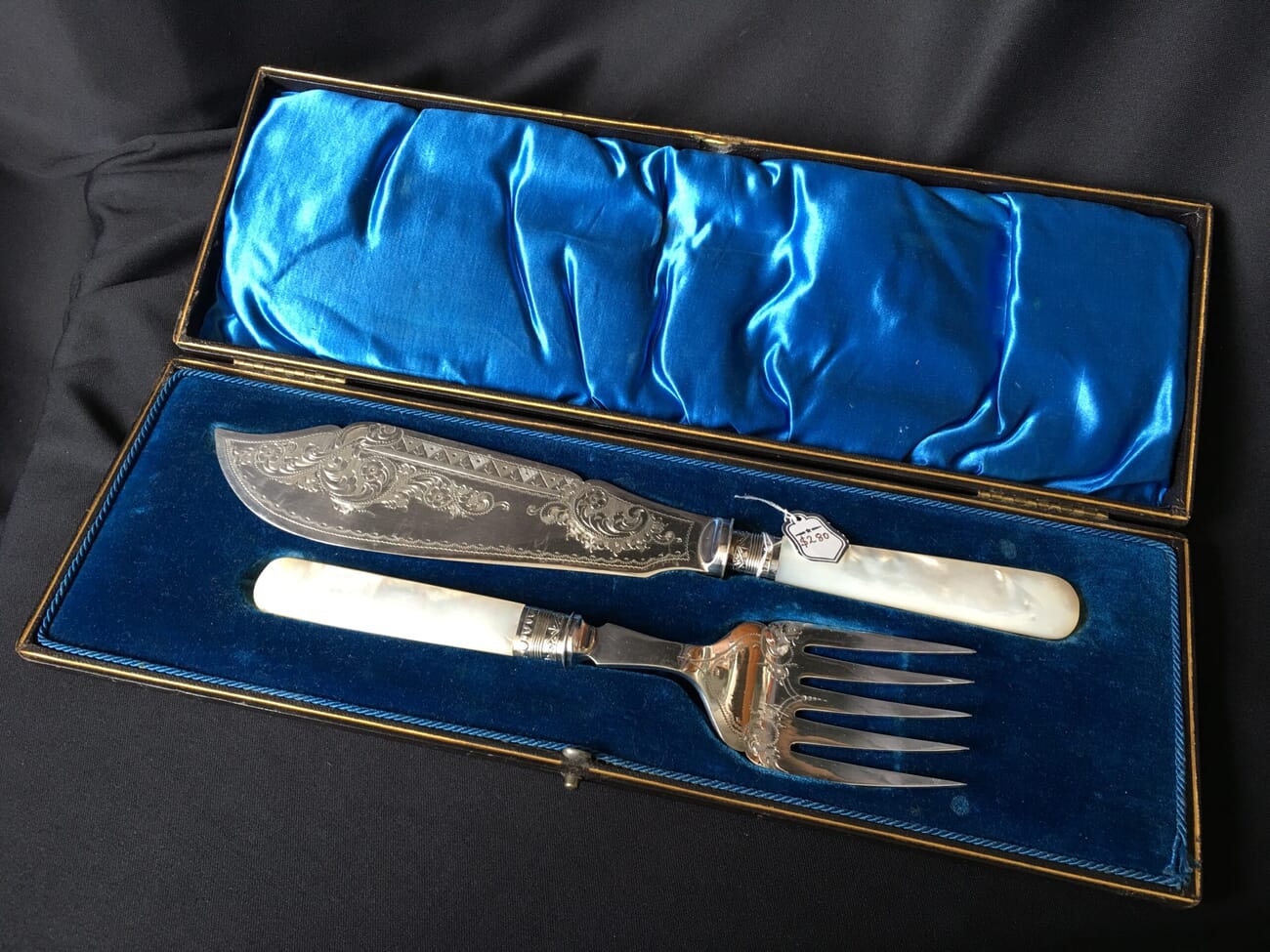 Pair of pearl handled silver plate servers, c. 1880-21108